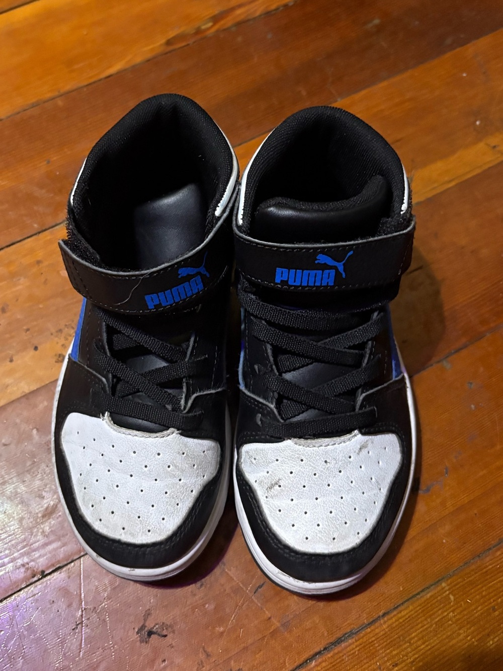 Puma Kids Black, White and Blue High-Top Sneakers